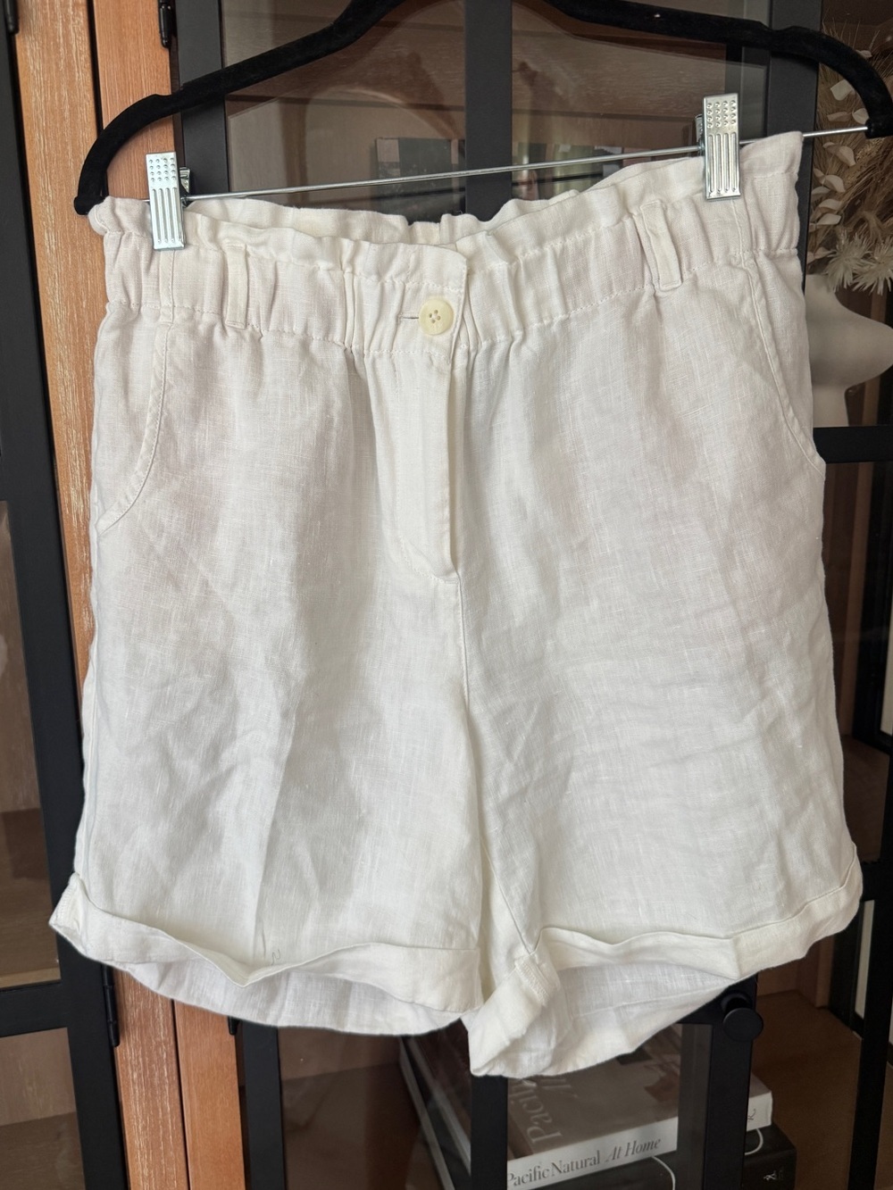 J. Jill Love Linen paperbag waist shorts high waist rise pockets petite neutral